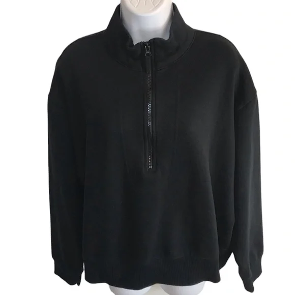 🔴 4/$15 A New Day Black mock neck 1/2 zip pullover sweatshirt size L in EUC - Picture 4 of 14